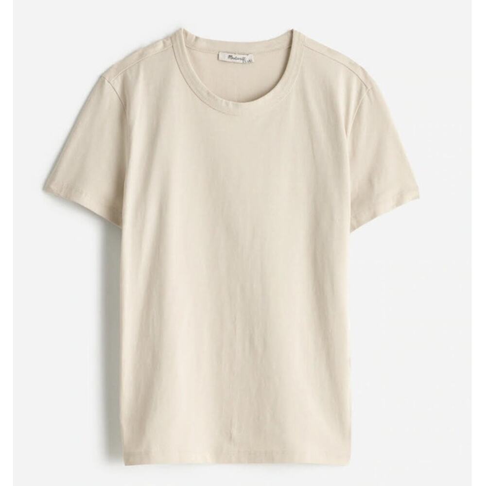 NWT Madewell 100% Cotton Perfect Crewneck Tee Light Tan XXS